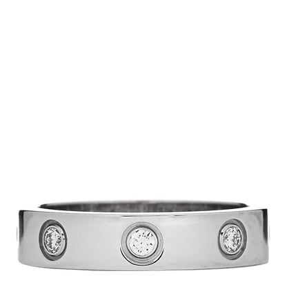 Cartier 18K White Gold 8 Diamond 4mm Wedding Band LOVE Ring 47 4 1 of 4