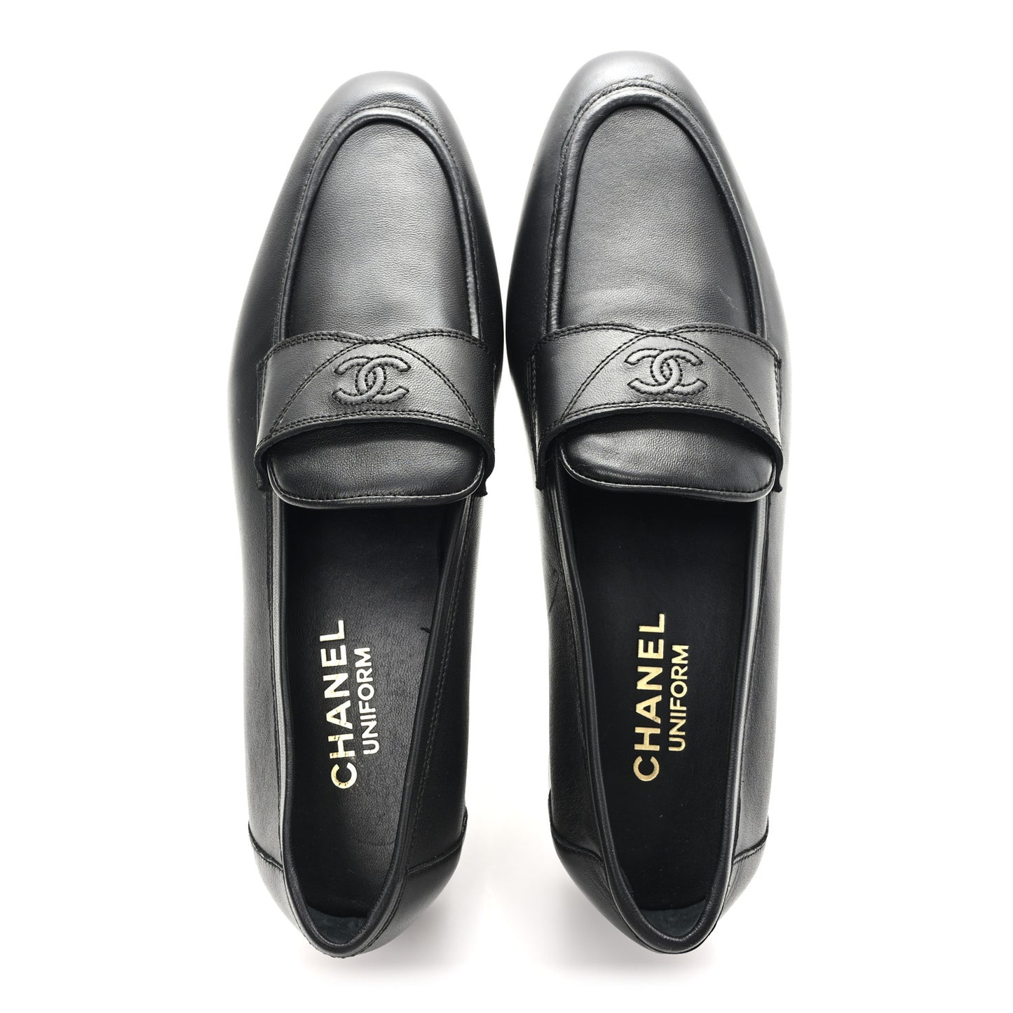 Lambskin Mens Stitched CC Loafers 42 Black