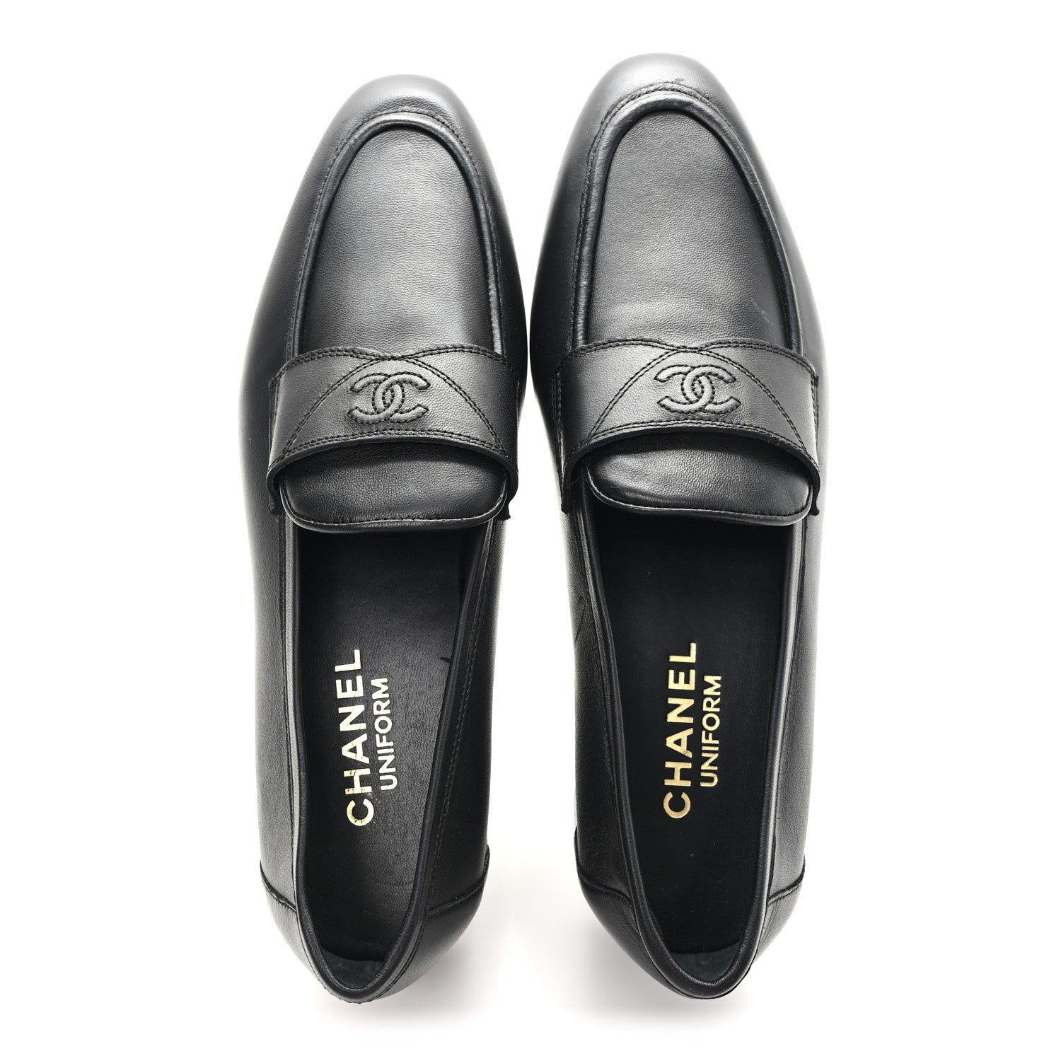 Chanel Lambskin Mens Stitched CC Loafers 42 Black 2 of 10