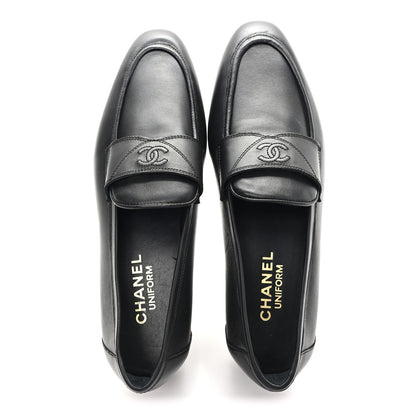 Chanel Lambskin Mens Stitched CC Loafers 42 Black 2 of 10
