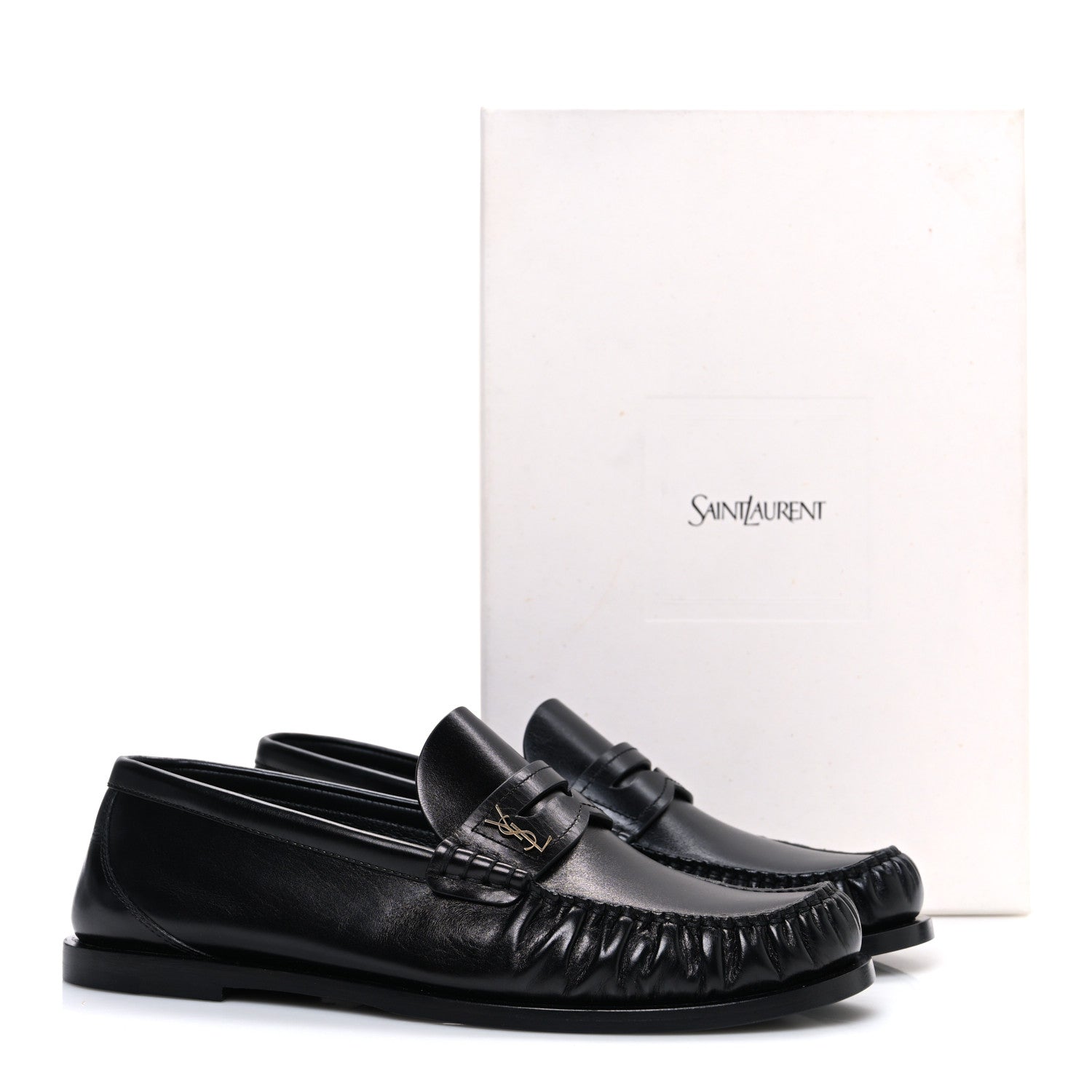 Saint Laurent Calfskin Penny Loafers 38 Black 11 of 11