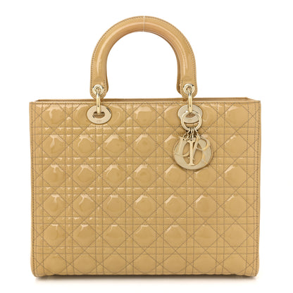 Christian Dior Patent Cannage Large Lady Dior Beige 1 of 10