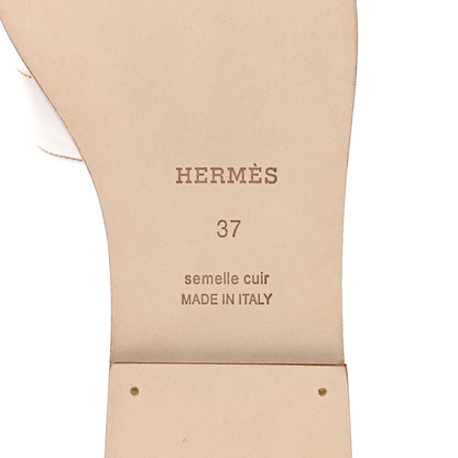 Hermes Box Calfskin Oran Sandals 37 White 6 of 9