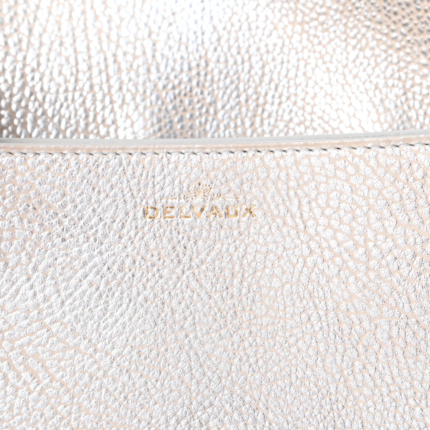 Delvaux Metallic Crispy Calfskin Mini Le Mutin Saddle Bag Antique Silver 7 of 9