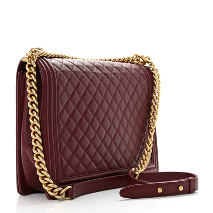 Chanel Lambskin Quilted Large Boy Flap Dark Red 3 of 9