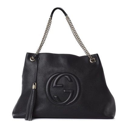 Gucci Pebbled Calfskin Large Soho Chain Shoulder Bag Black 1 of 11