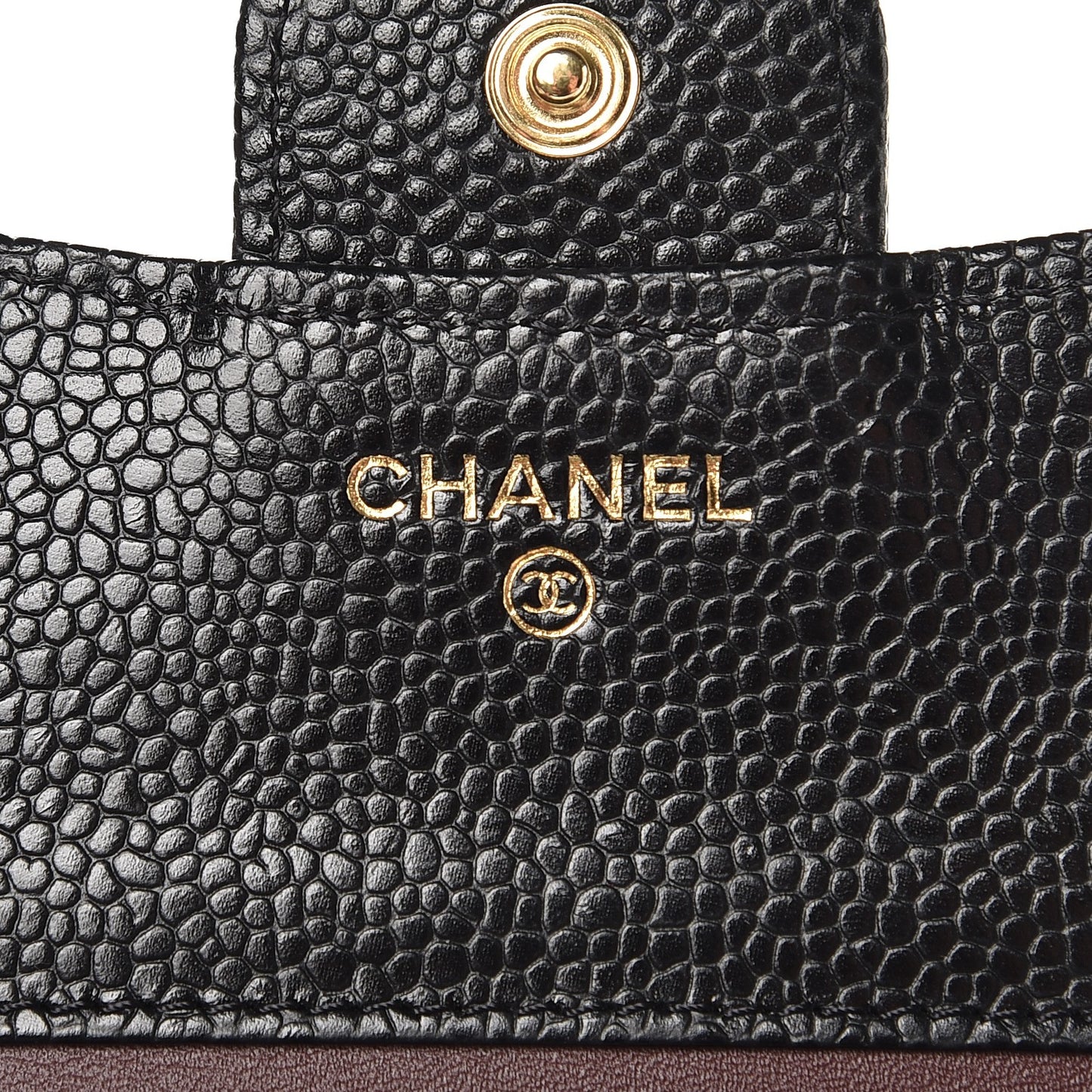 Caviar Quilted Compact Flap Wallet Black