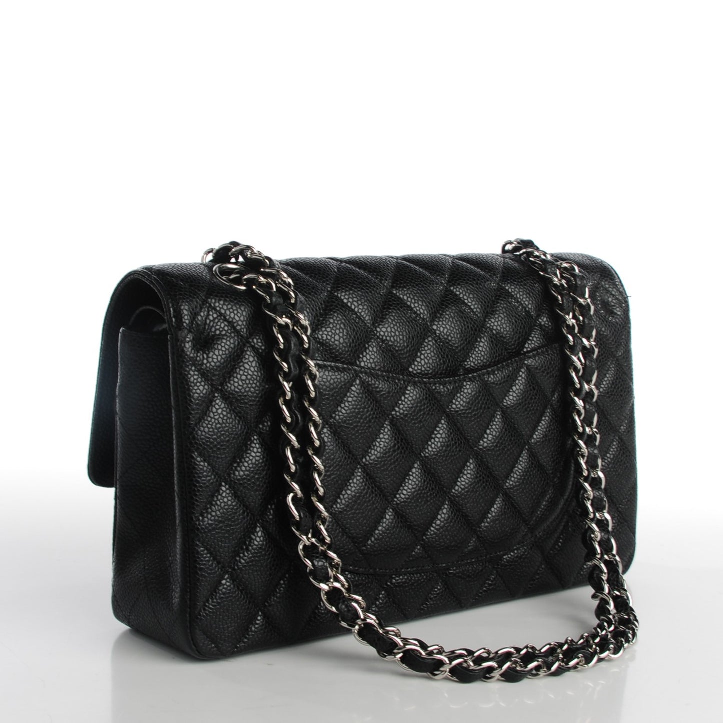 Caviar Quilted Medium Double Flap Black