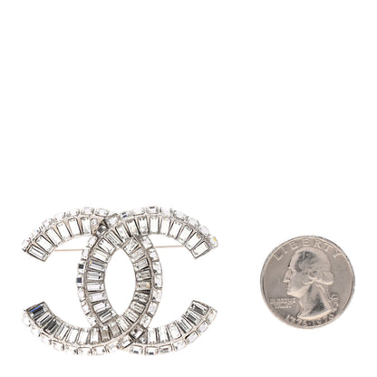 Chanel Baguette Crystal CC Brooch Silver 3 of 5