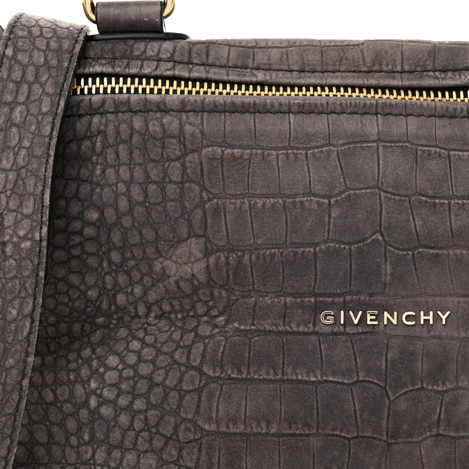 Givenchy Nubuck Crocodile Embossed Medium Pandora Dark Grey 12 of 12