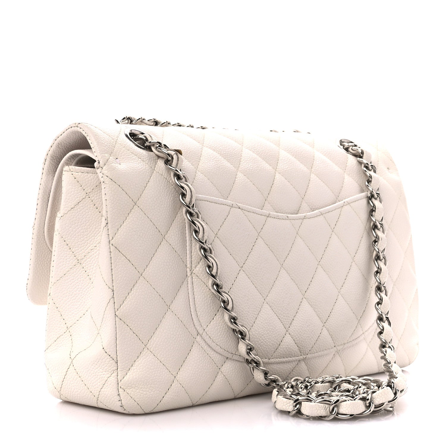 Chanel Caviar Quilted Medium Double Flap White 3 of 12