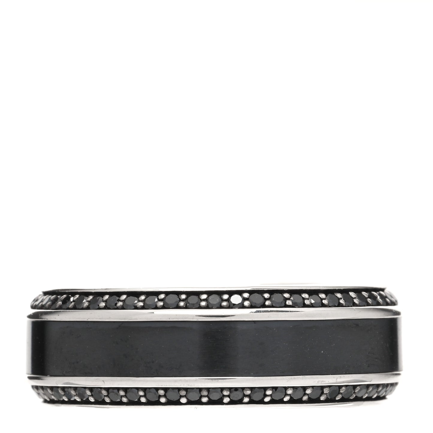 Sterling Silver Titanium Black Diamond Beveled Band Ring 65 11