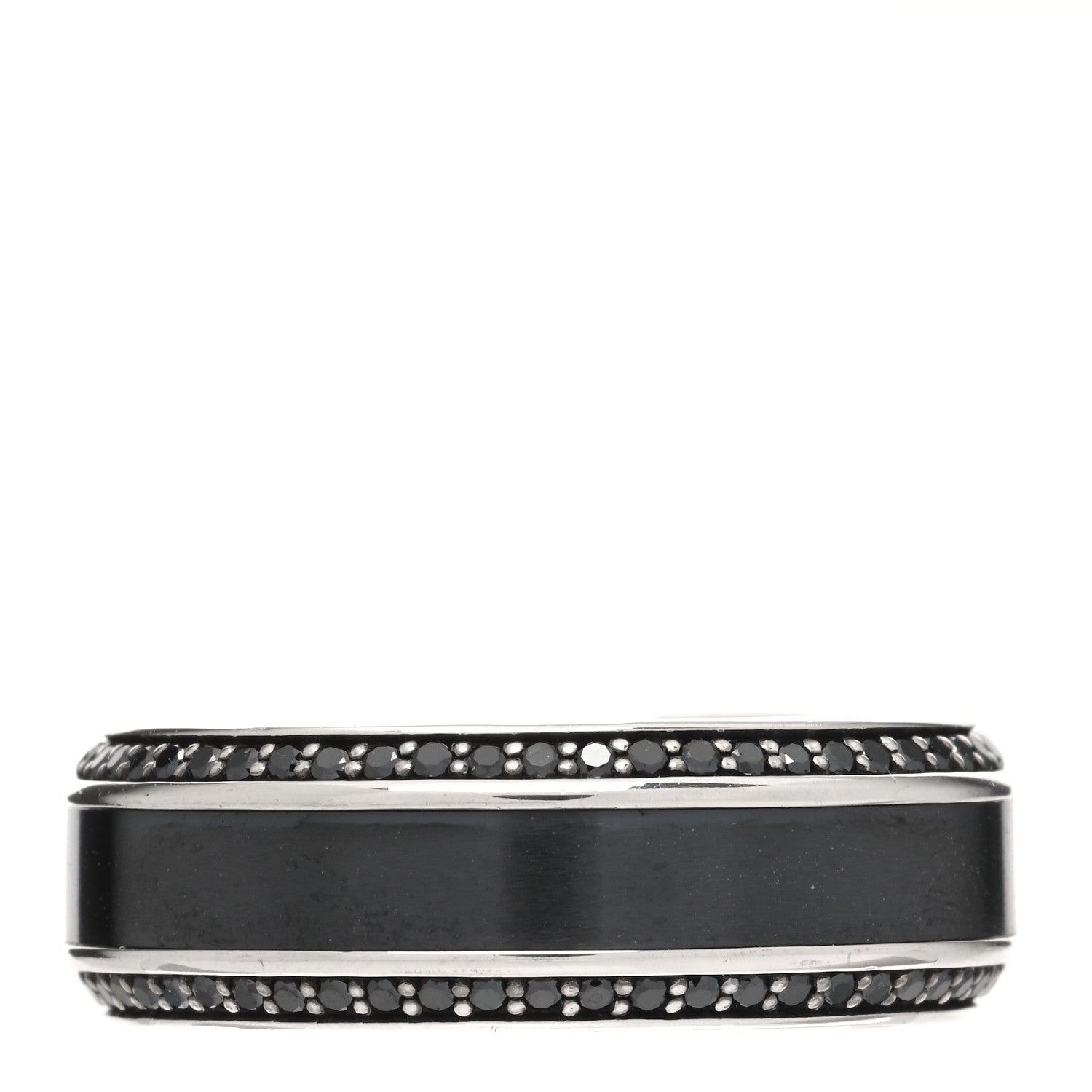 David Yurman Sterling Silver Titanium Black Diamond Beveled Band Ring 65 11 1 of 4