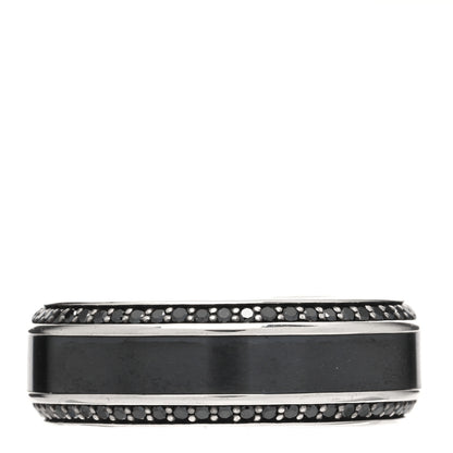 David Yurman Sterling Silver Titanium Black Diamond Beveled Band Ring 65 11 1 of 4
