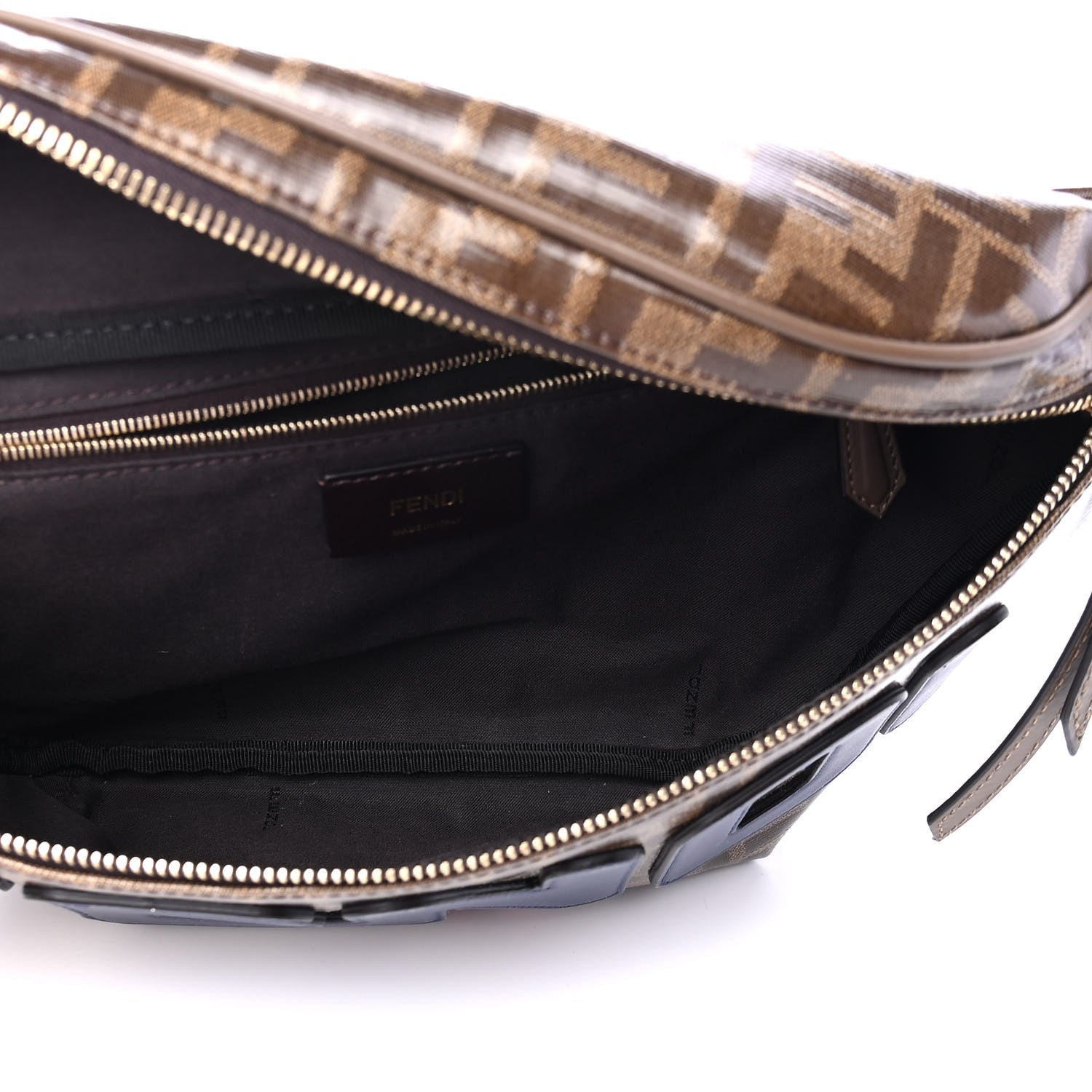 Fendi X FILA Glazed Fabric Vitello Century FF 1974 Mania Belt Bag Mogano Panna Blueberry 4 of 4
