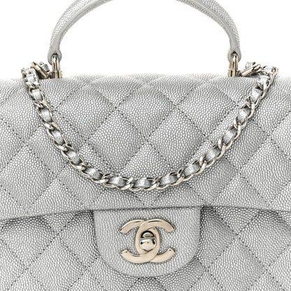 Chanel Metallic Caviar Quilted Mini Top Handle Rectangular Flap Silver 8 of 10