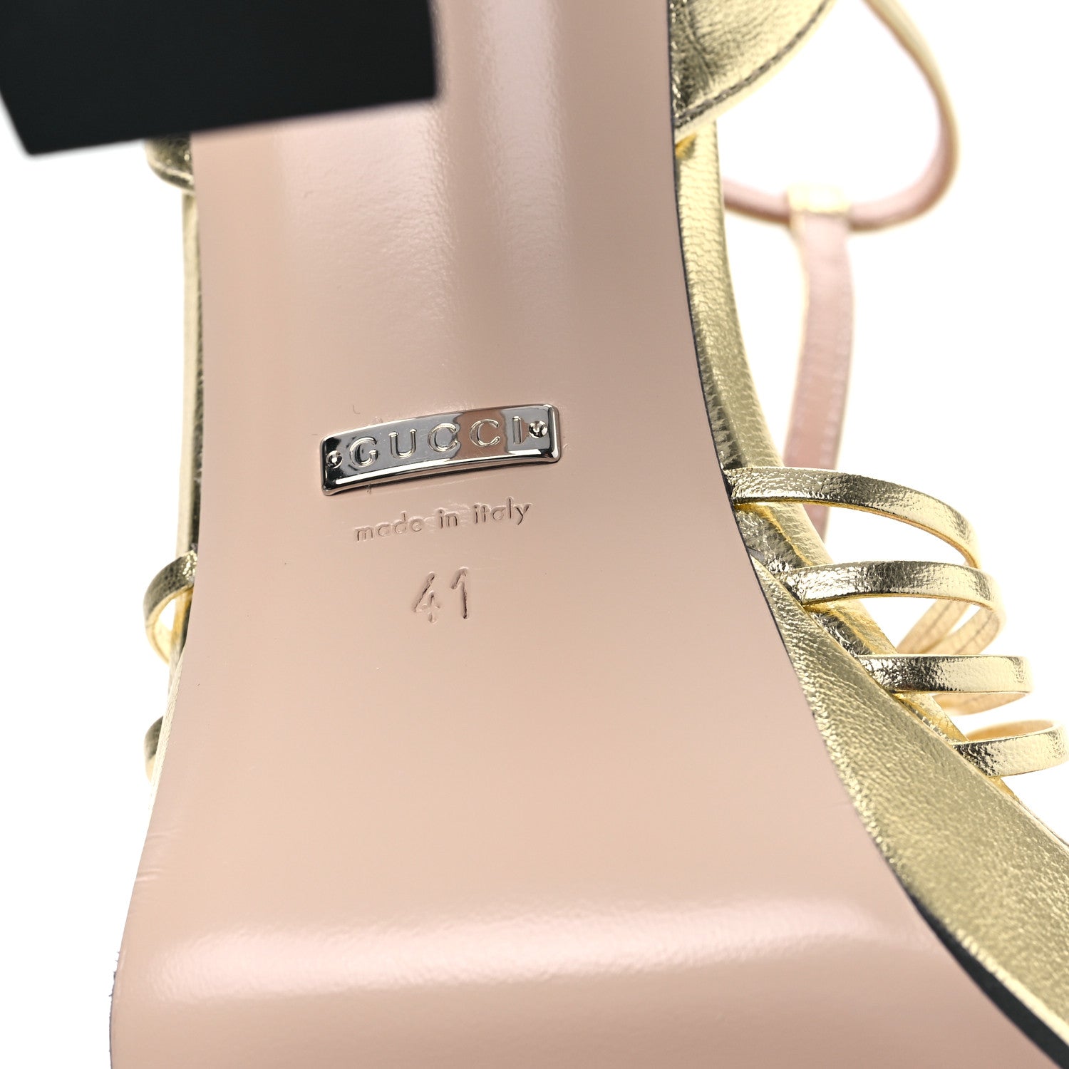 Gucci Nappa Silk Interlocking G Sandals Platform Strap Sandals 41 Platino 6 of 7