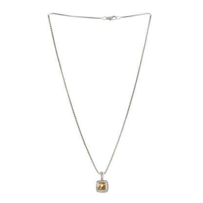 David Yurman Sterling Silver Diamond Citrine 7mm Petite Albion Pendant Necklace 3 of 6