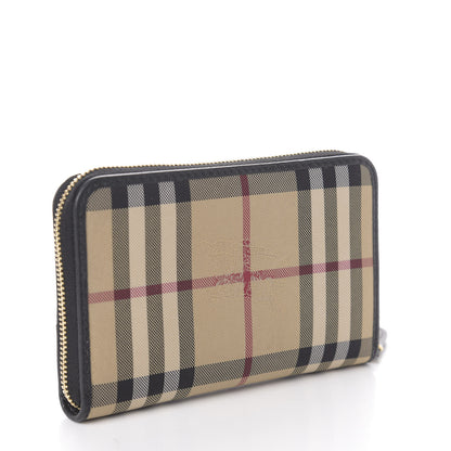 Burberry Calfskin Horseferry Check Medium Marston Zip Around Wallet Black 3 of 6