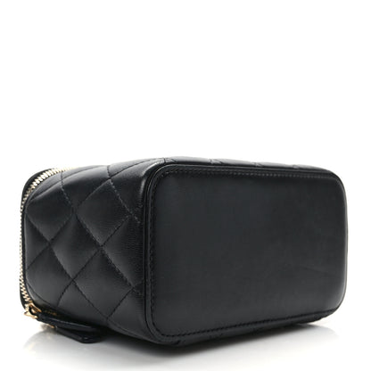 Chanel Lambskin Quilted Small Top Handle Vanity Case With Chain Black 3 of 12