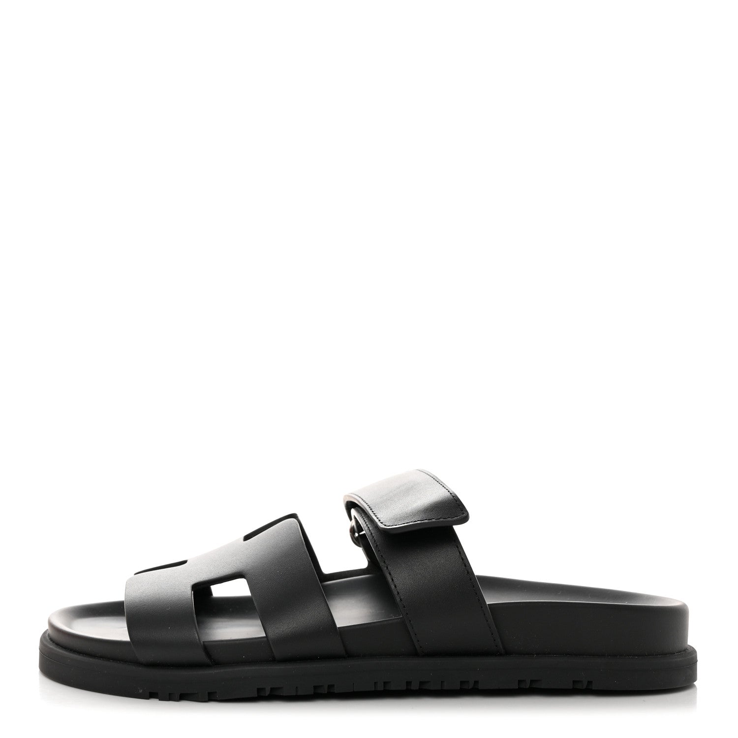 Hermes Calfskin Womens Chypre Sandals 37 Black 1 of 9