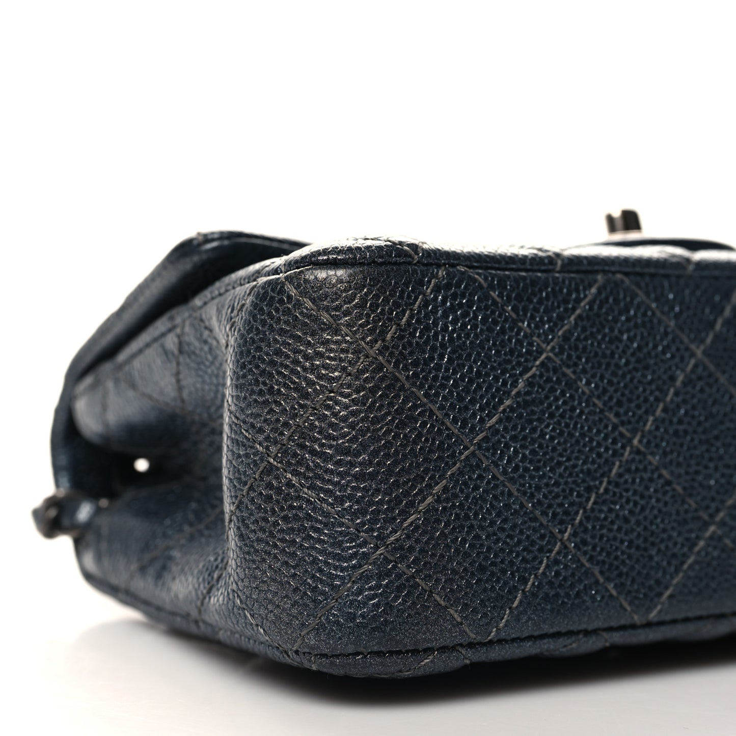 Caviar Quilted Mini Rectangular Flap Charcoal