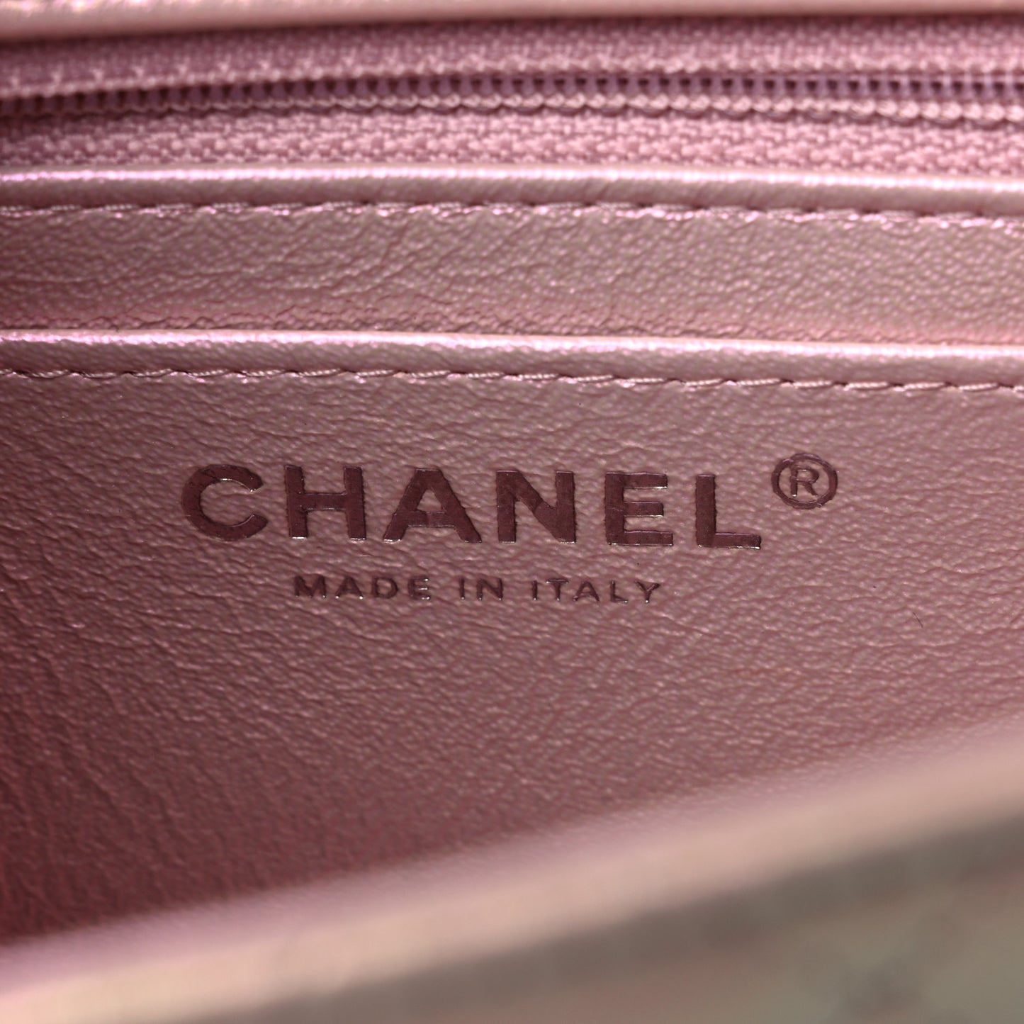 Iridescent Calfskin Quilted Mini Square Flap Pink