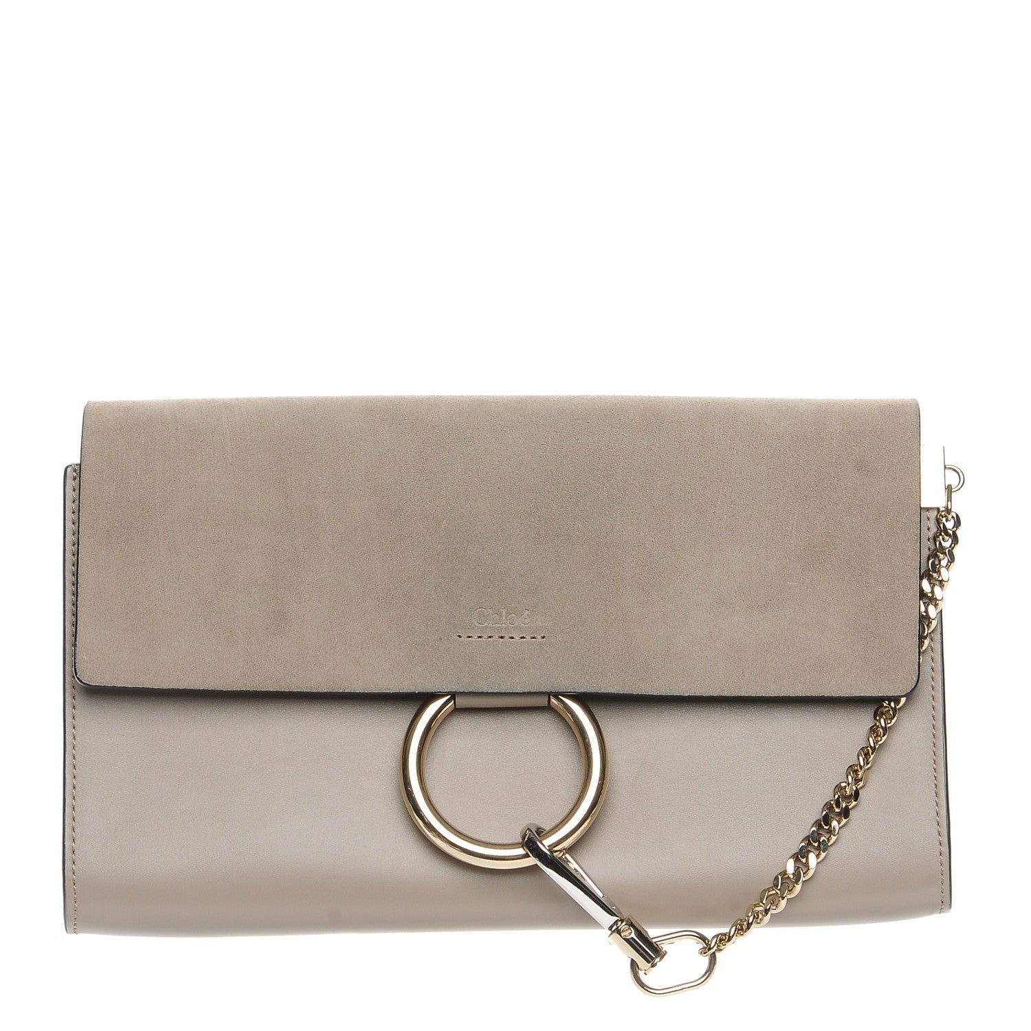 Chloe Suede Calfskin Faye Clutch Motty Grey 1 of 9