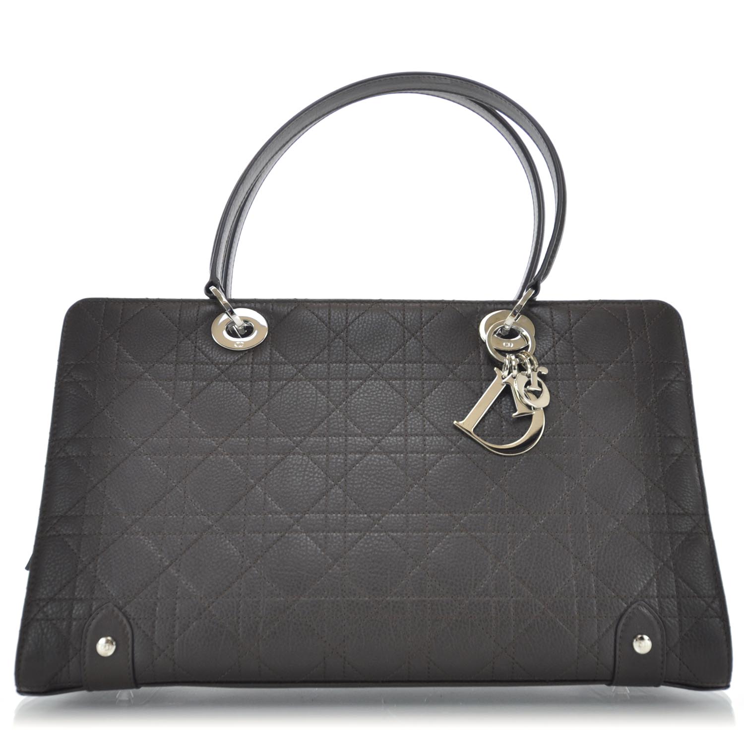 Christian Dior Calfskin Cannage Stitched Large East West Lady Dior Brown 1 of 9