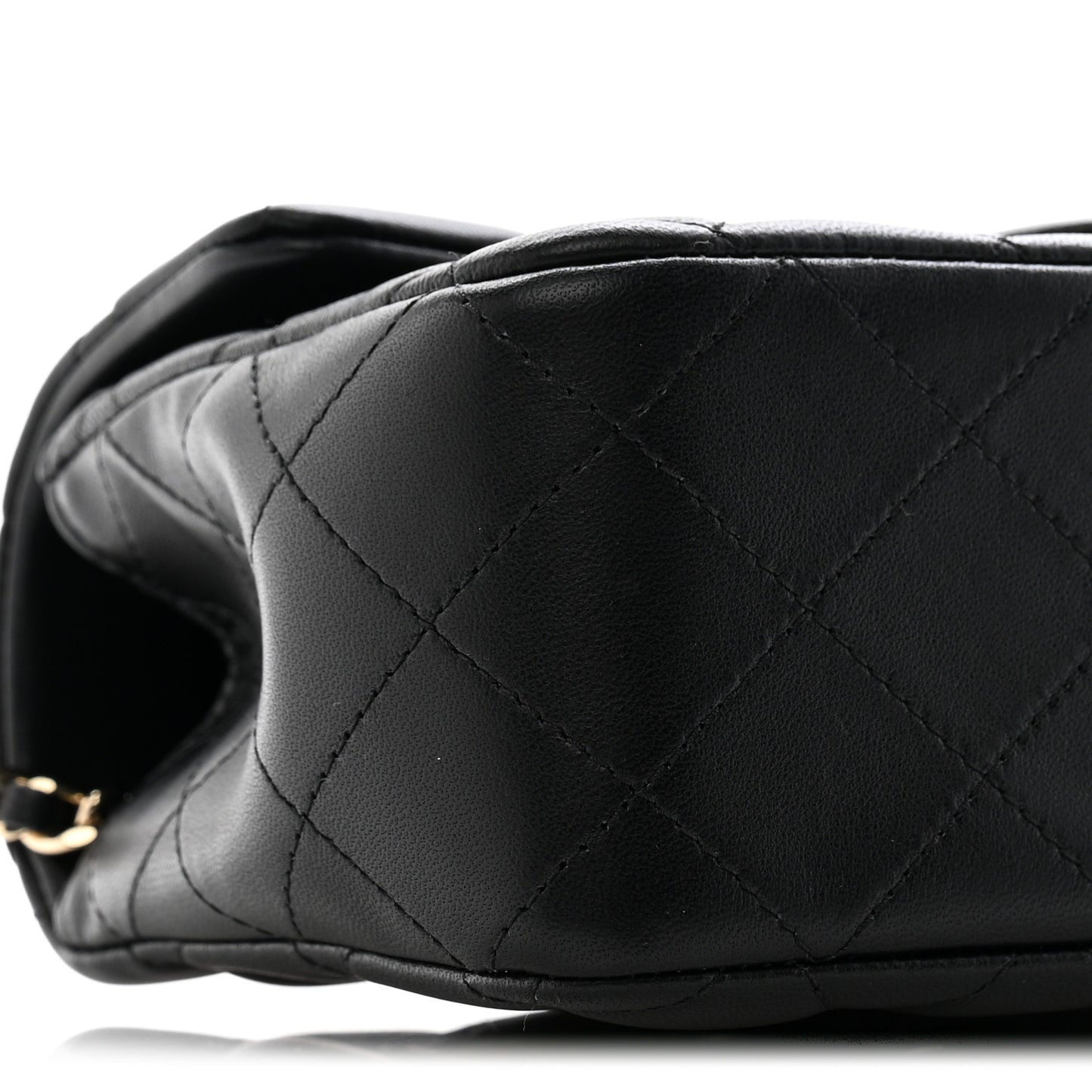 Lambskin Quilted Mini Top Handle Rectangular Flap Black