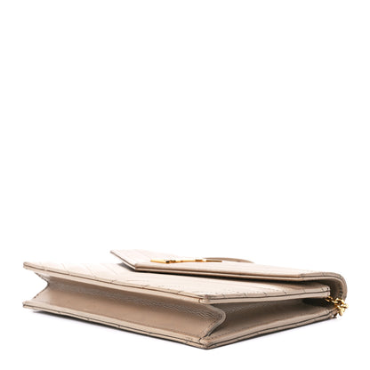 Saint Laurent Grain De Poudre Matelasse Chevron Monogram Envelope Chain Wallet Dark Beige 9 of 13