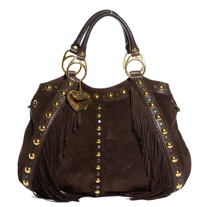 Gucci Suede Fringe Medium Babouska Tote Dark Brown 1 of 8