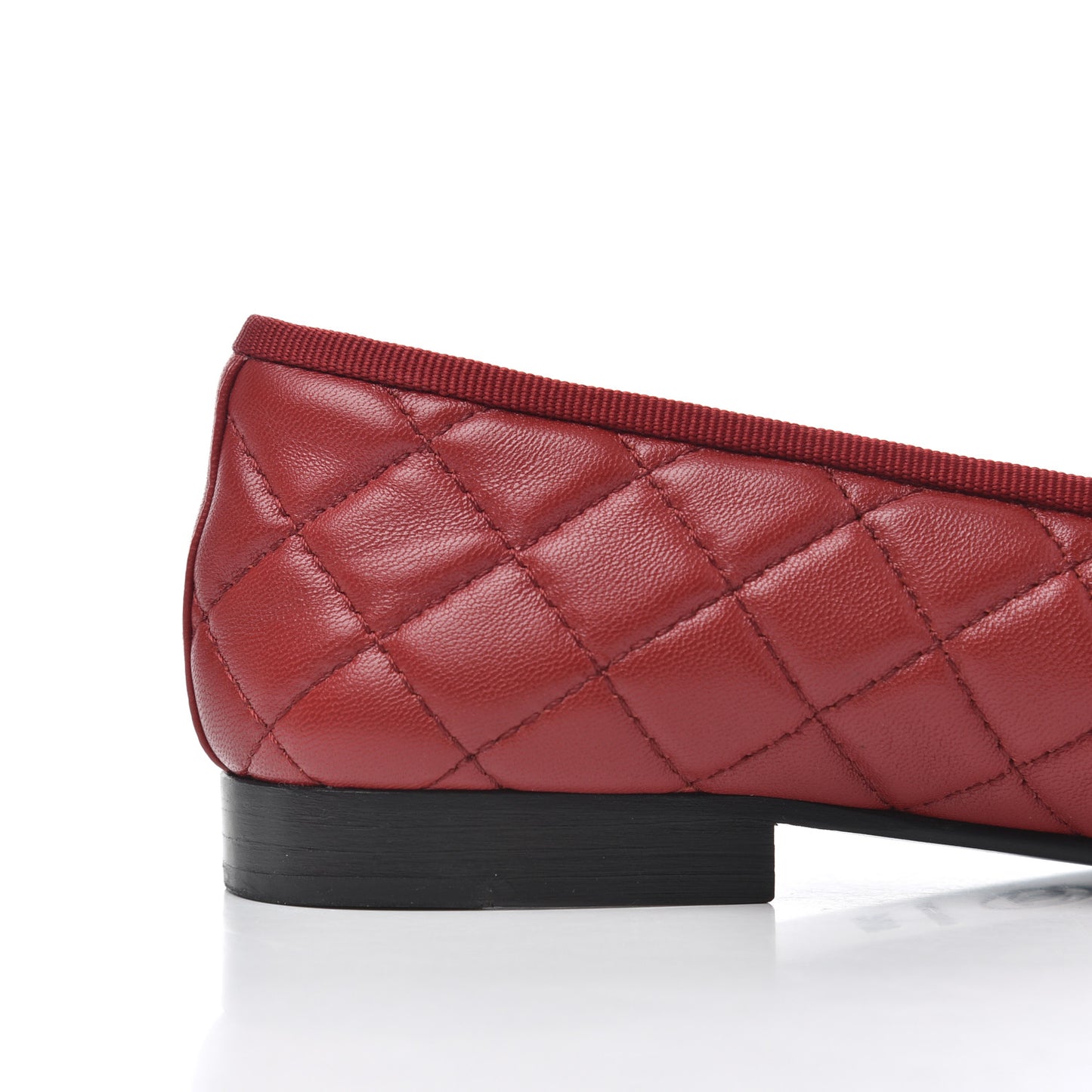 Lambskin Quilted CC Cap Toe Ballerina Flats 36.5 Red