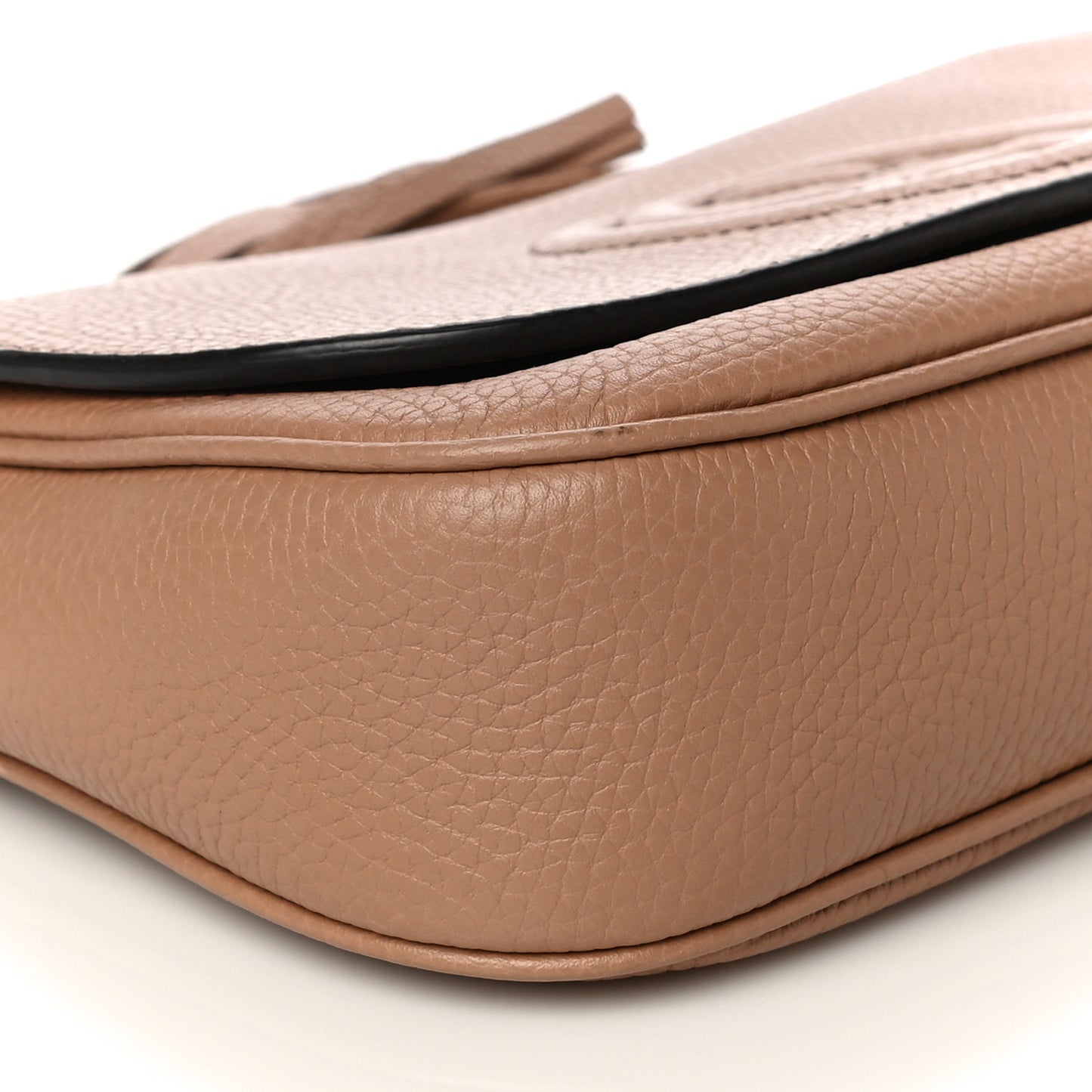 Pebbled Calfskin Medium Soho Flap Crossbody Camelia
