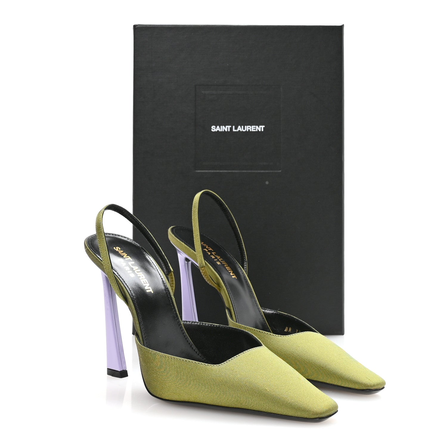 Saint Laurent Crepe De Chine Blade 105 Slingback Pumps 37.5 Lime 18 of 18