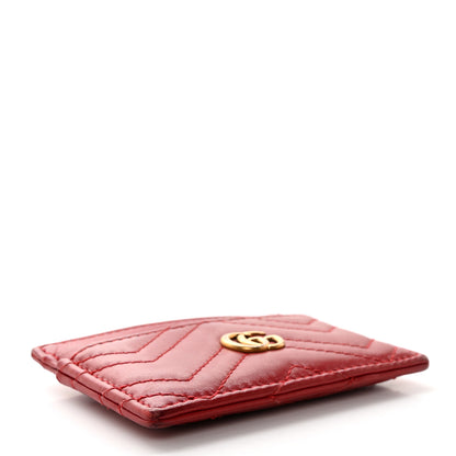 Gucci Calfskin Matelasse GG Marmont Card Holder Hibiscus Red 4 of 11