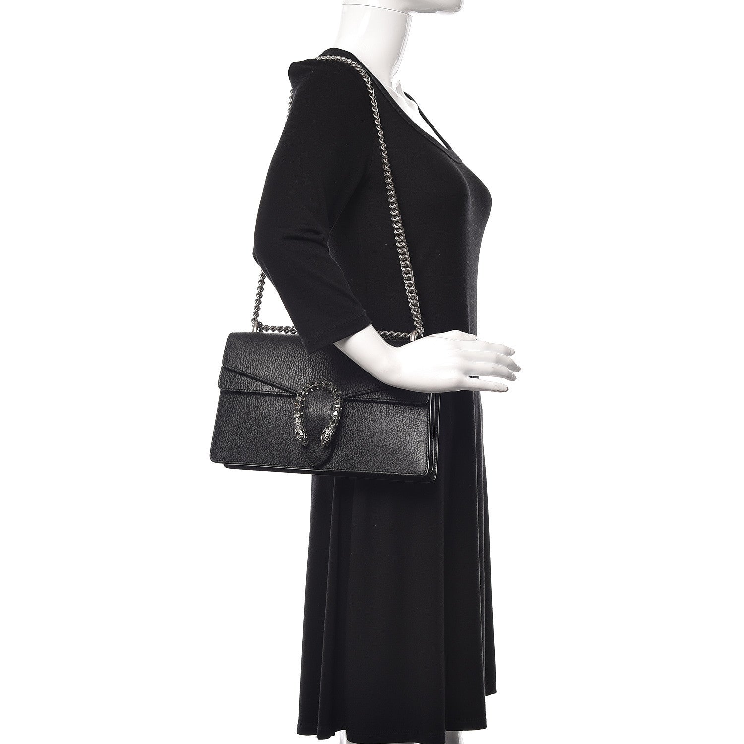Gucci Pebbled Calfskin Small Dionysus Shoulder Bag Black 2 of 11