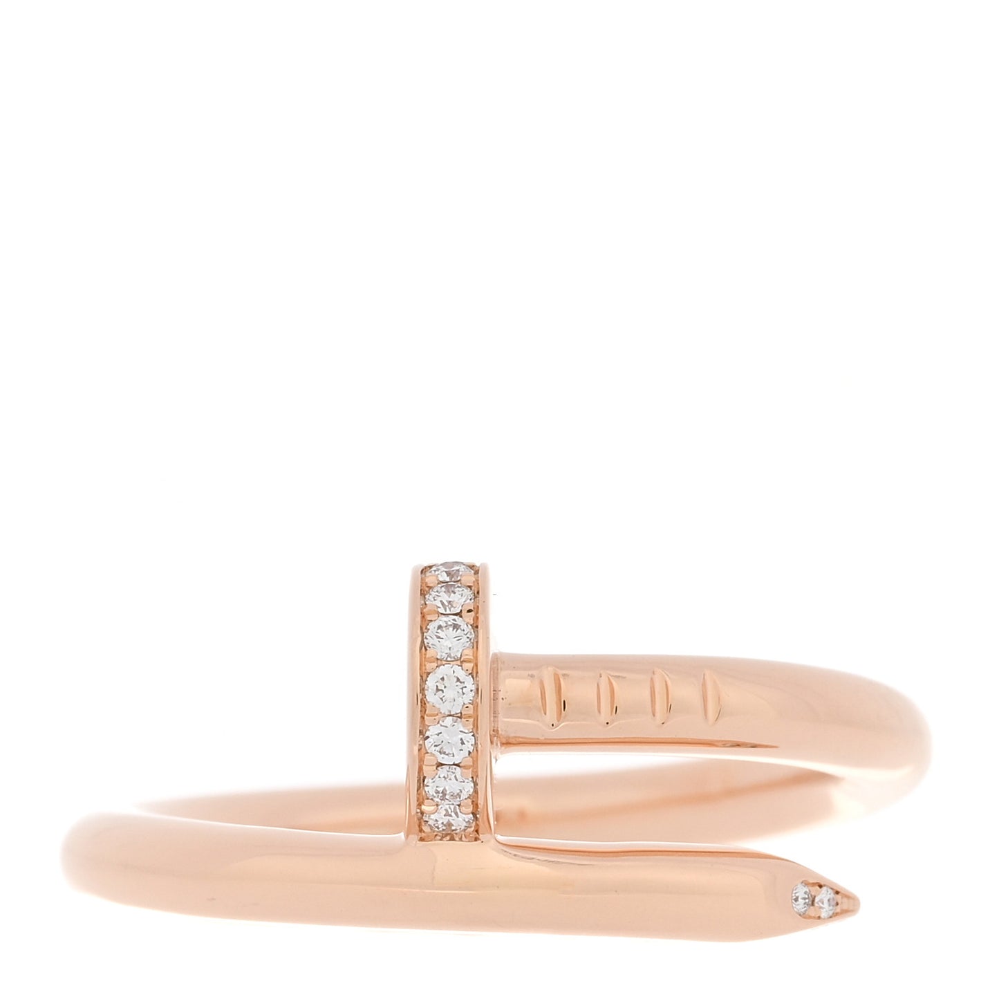 18K Pink Gold Diamond Juste Un Clou Ring 58 8.25
