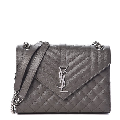 Saint Laurent Grain De Poudre Textured Mixed Matelasse Medium Triquilt Monogram Satchel Earth 1 of 9