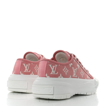 Louis Vuitton Denim Monogram Squad Sneakers 37.5 Pink 4 of 9