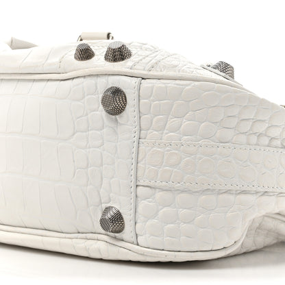 Balenciaga Extra Supple Calfskin Crocodile Embossed Large Le Cagole Shoulder Bag White 9 of 13