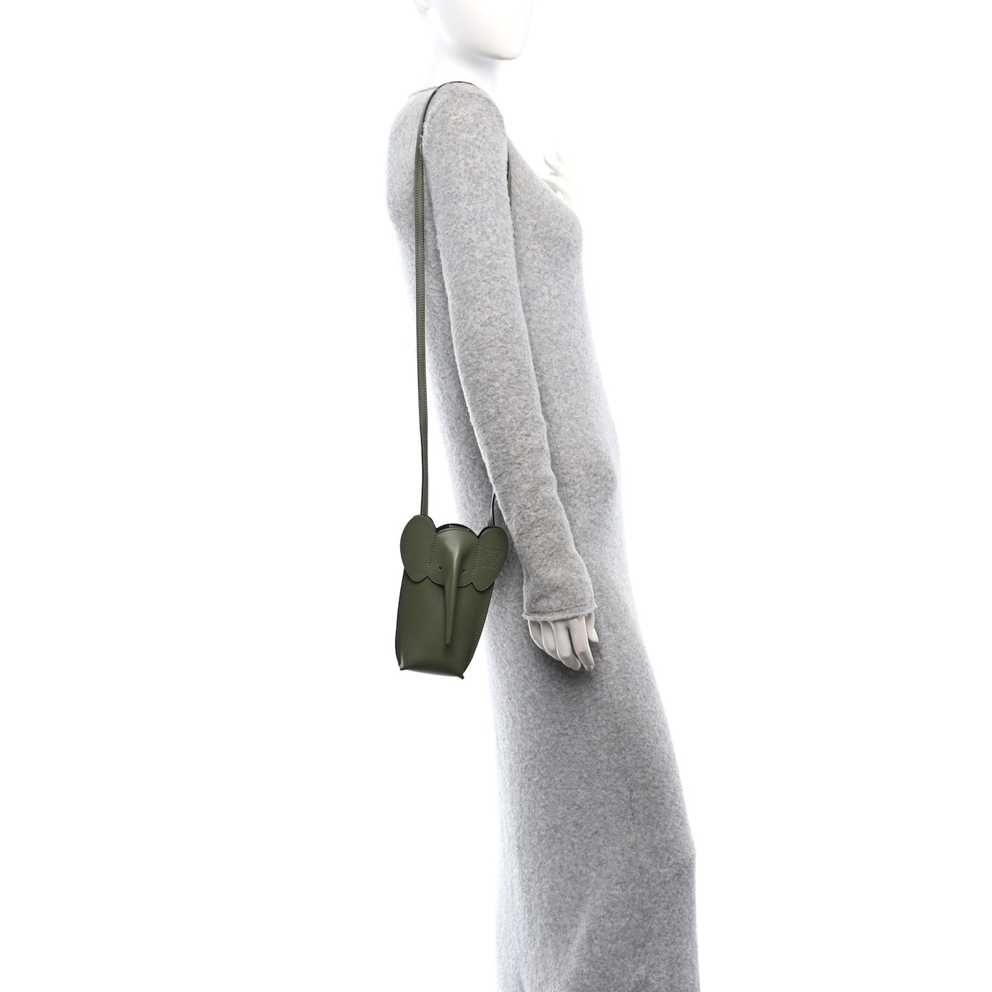 Calfskin Elephant Pouch Crossbody Bag Avocado
