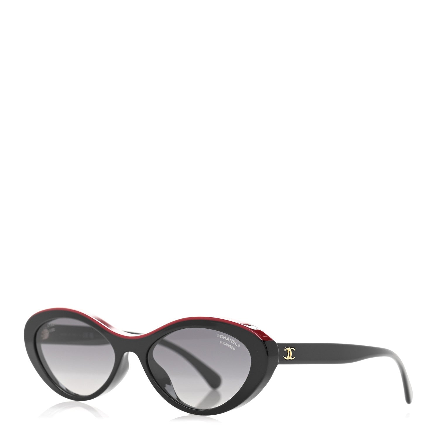 Chanel Acetate Polarized Oval Sunglasses 5416-A Black Red 1 of 8