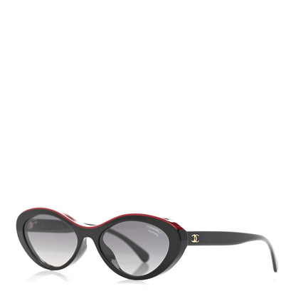 Chanel Acetate Polarized Oval Sunglasses 5416-A Black Red 1 of 8