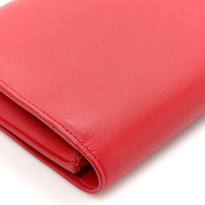 Saint Laurent Calfskin Lutetia Flap Clutch Red 10 of 11