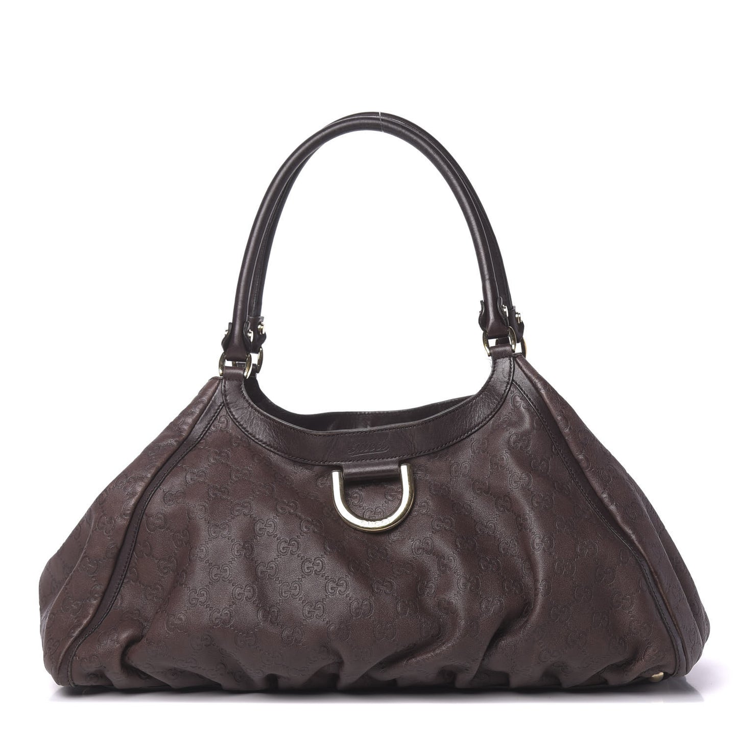 Guccissima Large D Gold Ring Shoulder Bag Chocolate