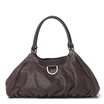 Gucci Guccissima Large D Gold Ring Shoulder Bag Chocolate 1 of 11