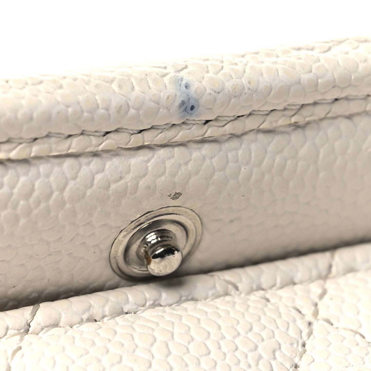 Caviar Quilted Double Flap Wallet Light White