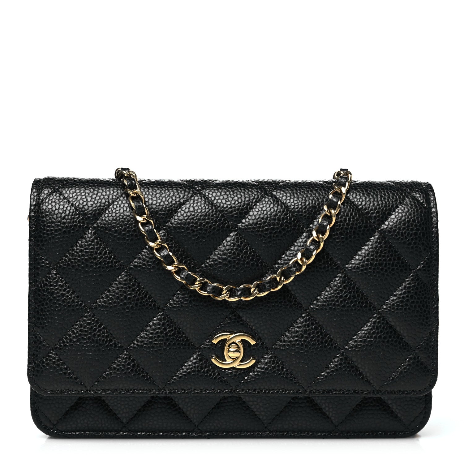 Chanel Caviar Quilted CC Turnlock Wallet On Chain WOC Black 1 of 11