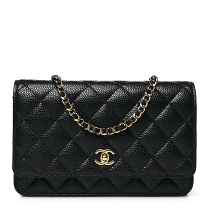 Chanel Caviar Quilted CC Turnlock Wallet On Chain WOC Black 1 of 11